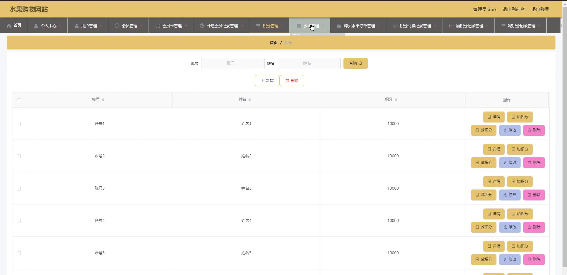springboot 飘香水果购物网站